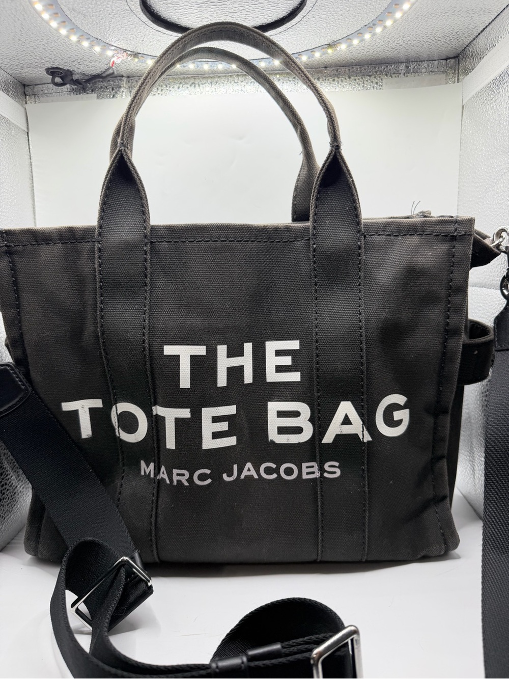 Marc Jacobs Black Canvas Tote Bag with White Logo